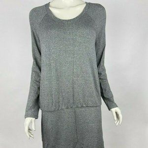 LOFT Lou & Grey Sheath Dress Long Sleeve Round Neck Stretch Gray Women L‎ NWT